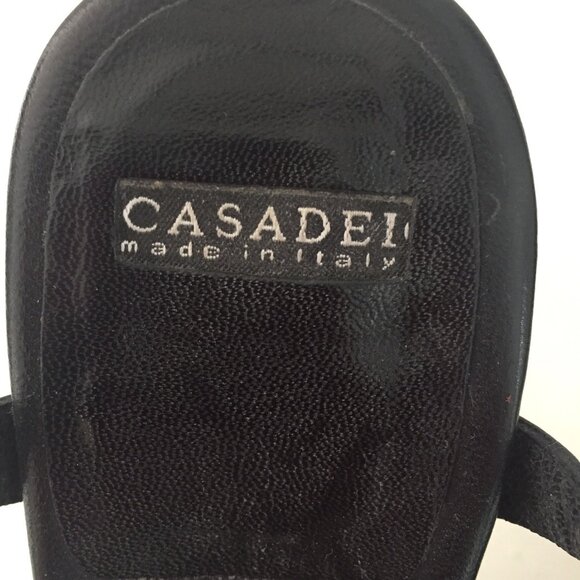 CASADEI STRAPPY BLACK OPEN TOE CUT OUT HEELS ADJUSTABLE BUCKLE CLOSURE - Picture 7 of 10